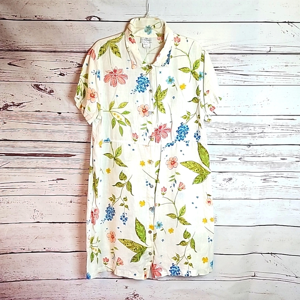 COPY - Hot Cotton Floral Summer Linen Dress Large